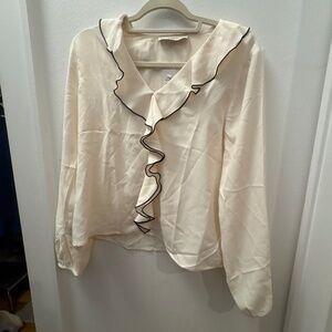 Women’s Loft cream blouse with ruffle